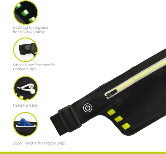Wheel-Bee ceinture de course Night Runner avec éclairage LED