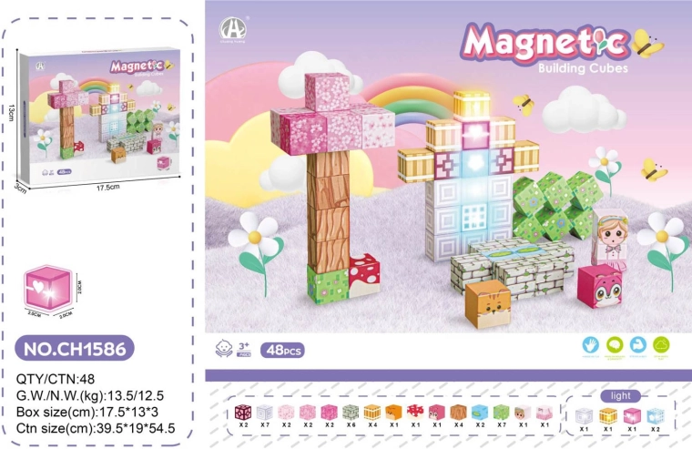 Blocs de construction magnétiques 3D 48 pcs avec lumière