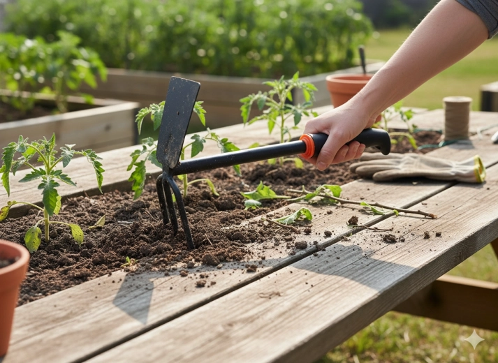 Idéale pour travailler entre les plantes
