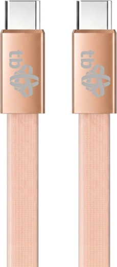Câble plat en silicone USB-C vers USB-C de 1 m, couleur pêche