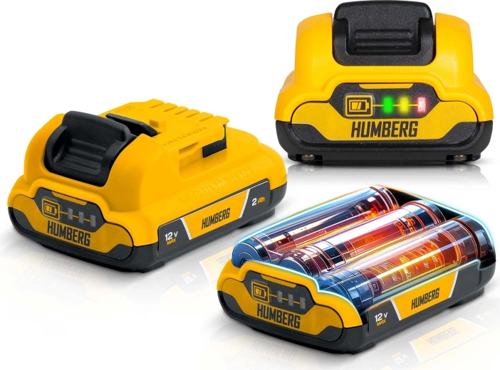 Deux batteries Li-Ion 12 V interchangeables avec indicateur LED