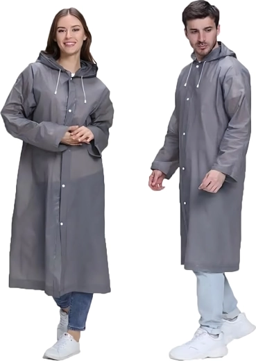 Poncho imperméable avec capuche en EVA, gris universel