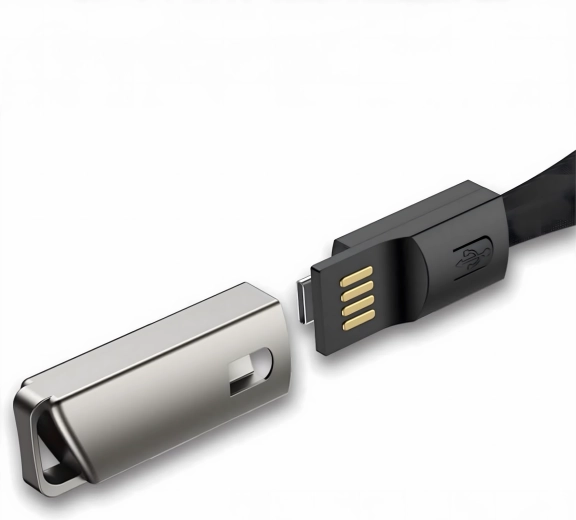 Câble porte-clés et cordon USB‑C vers USB‑A pour charge rapide et transfert de données
