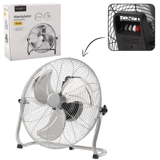 Ventilateur de sol argenté 70 W