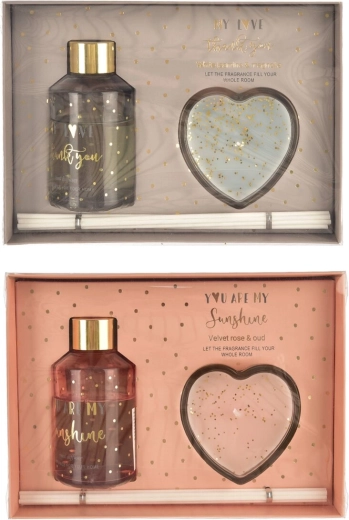 Coffret cadeau diffuseur et bougie avec motif cœur