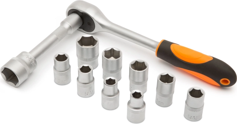 Jeu de clés à douilles avec cliquet 1/2", 12 pièces