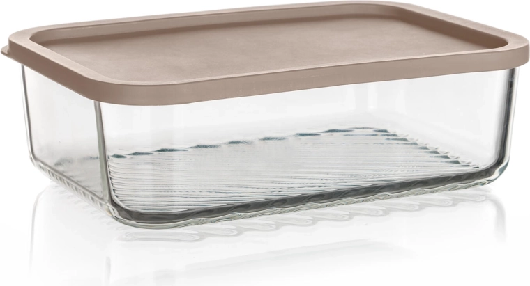 Bocal en verre pour aliments WAVE 1,55 l avec couvercle hermétique latte