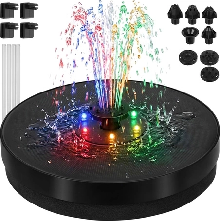 Fontaine de jardin solaire flottante avec éclairage LED RGB Gardlov