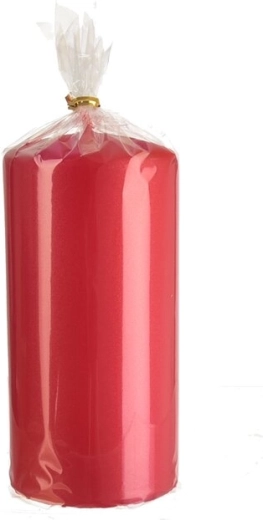 Bougie cylindrique rouge mate 7 × 14 cm