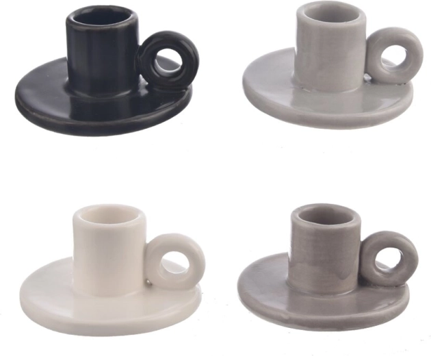 Bougeoir en porcelaine avec anse décorative (4 variantes)