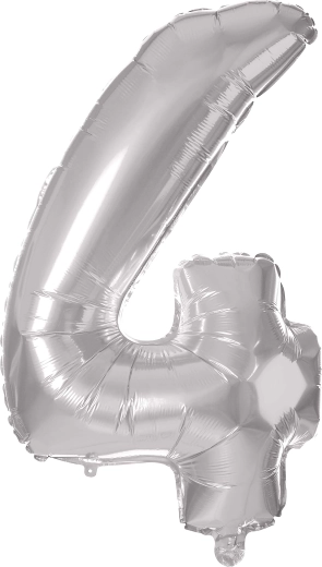 Ballon en aluminium TORO chiffre 4, 30 cm – Argenté