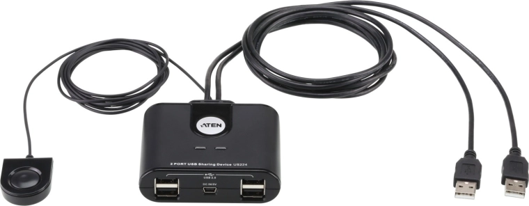 Commutateur USB ATEN US224 2 ports pour partager 4 périphériques