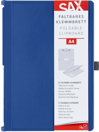 Porte-documents à pince refermable SAX A4 bleu