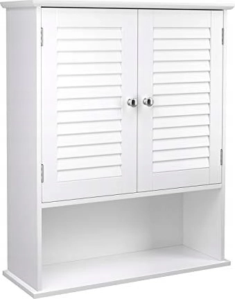 Armoire de salle de bain murale avec étagère réglable blanche