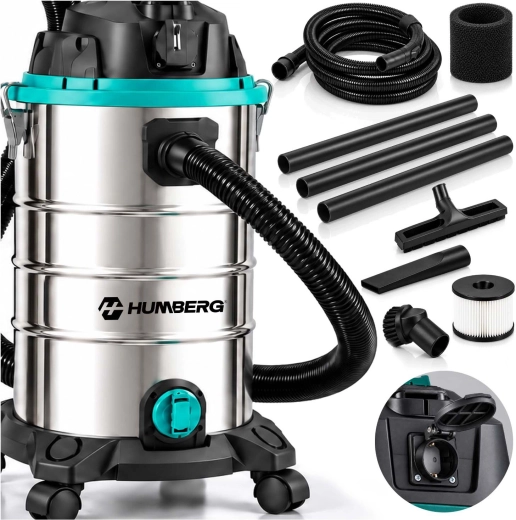 Aspirateur industriel Humberg pour aspiration humide et sèche 30 l 1600 W