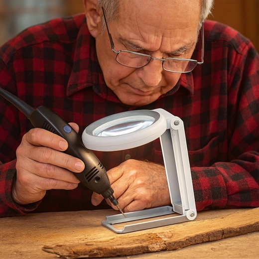 Support pliable pour travailler sans tenir la loupe