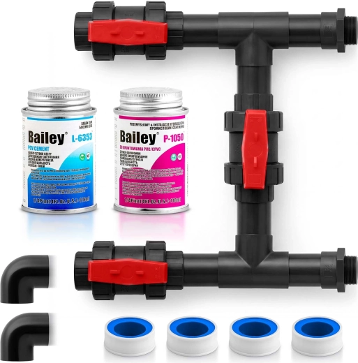 Kit de bypass Humberg pour pompe à chaleur de piscine avec colle PVC et 4× ruban PTFE (téflon)