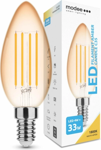 Ampoule LED filament Modee Amber Candle C35 E14 4 W dimmable