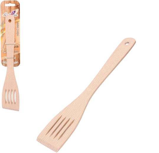 Spatule de cuisine en bois perforée