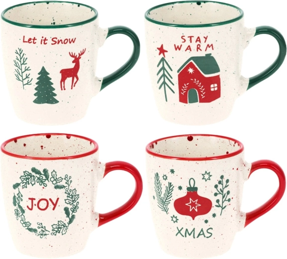 Coffret festif de 4 tasses aux motifs uniques