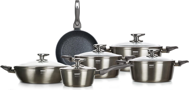 Batterie de cuisine Banquet Metallic Platinum - 11 pièces