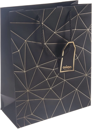 Sac en papier cadeau à motif quadrillé – Noir