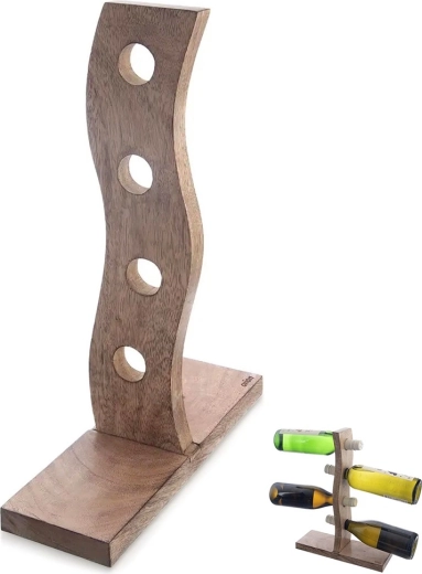 Porte-bouteilles en bois de manguier pour 4 bouteilles 30,5 × 39,5 cm