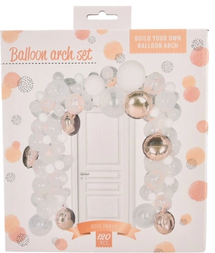 Guirlande de ballons en latex blanche et rose – 120 pièces