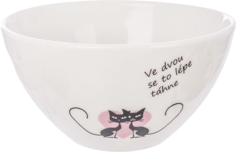 Bol en porcelaine blanc avec motif chat 460 ml