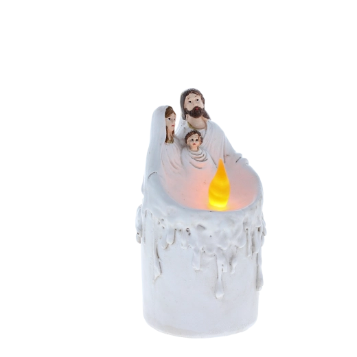Bougie LED avec Sainte Famille 18 cm
