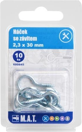 Crochet à vis 30 × 2,3 mm, galvanisé (10 pcs)