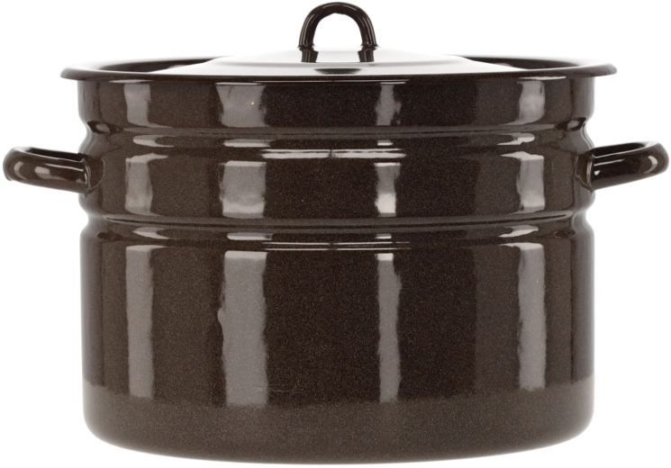 Marmite émaillée 16 l, diamètre 32 cm, marron avec couvercle