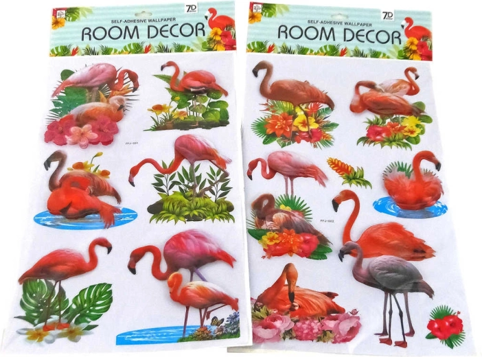 Autocollants muraux 3D flamants roses - 1 set