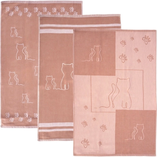 Torchons de cuisine en coton Kotek 70 × 50 cm marron - 3 pièces