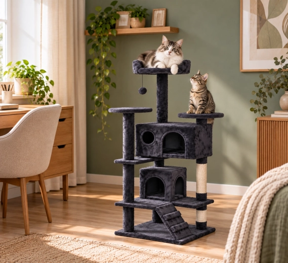 Espace à plusieurs niveaux pour chats actifs