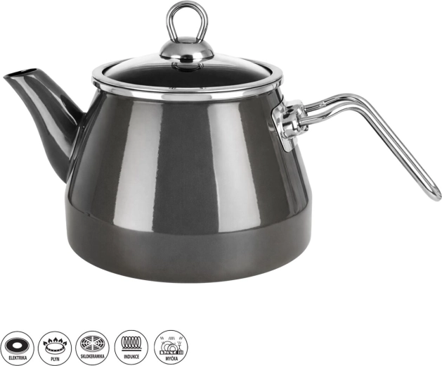 Théière émaillée Metalic avec liseré 2 l