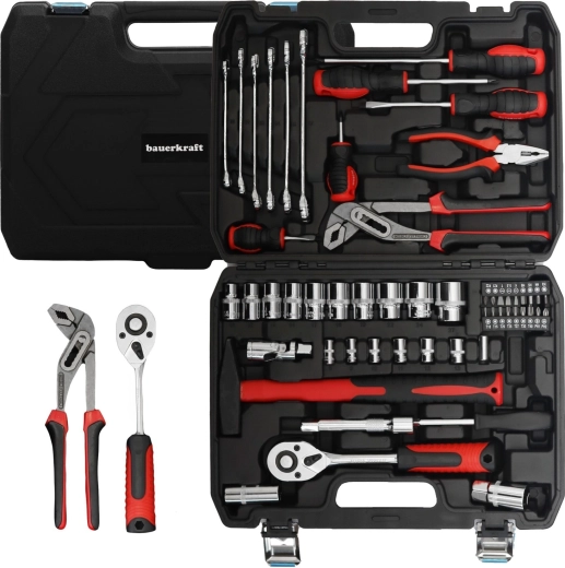 Set d’outils Bauerkraft en mallette, 58 pièces