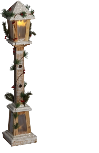Lanterne de Noël blanche en bois avec éclairage LED de 85 cm