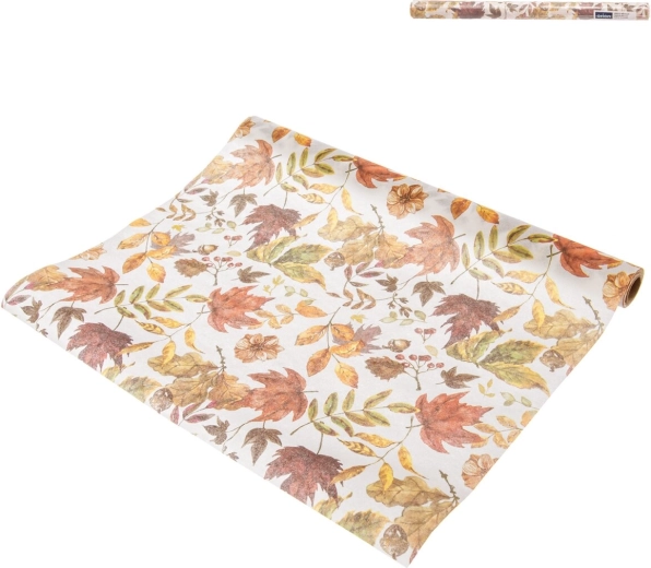 Chemin de table en papier avec motif de feuilles d’automne 180 × 40 cm