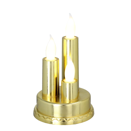 Bougie LED triple dorée 8,5 × 14 cm