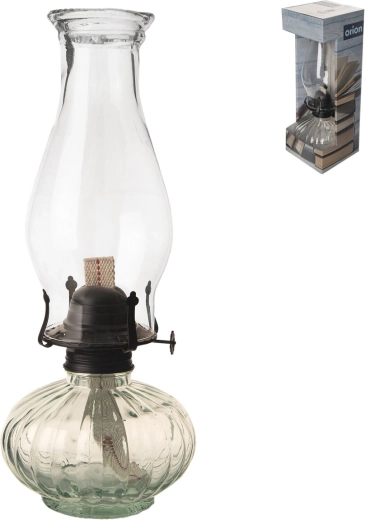 Lampe à pétrole en verre et métal