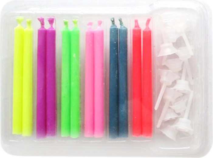 Bougies d’anniversaire TORO avec socle et flamme colorée, 12+12 pcs