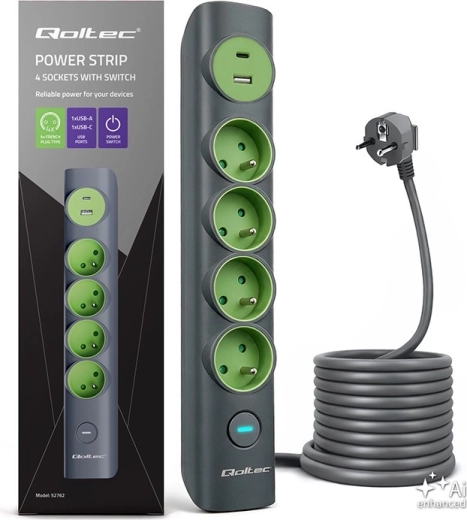 Multiprise parafoudre avec 4 prises et USB-C