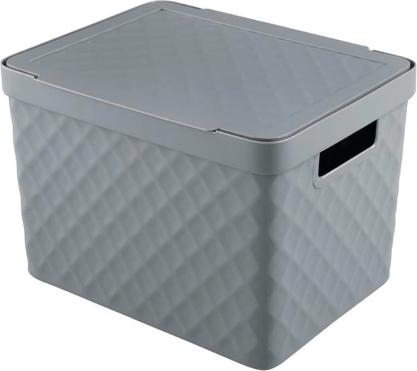 Panier de rangement en plastique avec couvercle HEIDRUN Diamond 36 × 27 × 23 cm