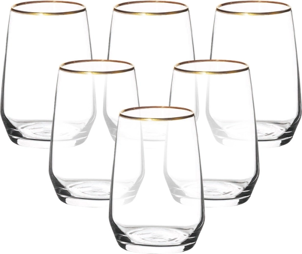 RUBIN GOLD set de verres avec bord doré 450 ml, 6 pcs