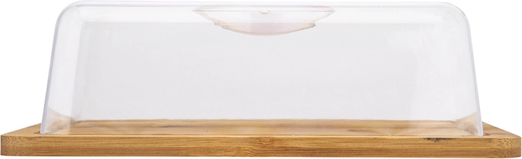 Plateau de service en bambou avec cloche transparente 25 × 19,5 cm
