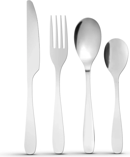 Set de couverts argentés mats, 16 pièces
