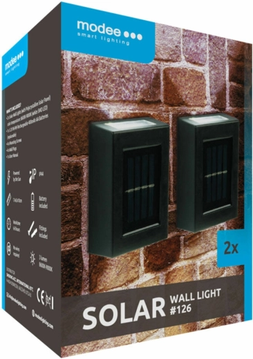 Lampe murale LED solaire Modee Lighting pour extérieur – 2 pcs