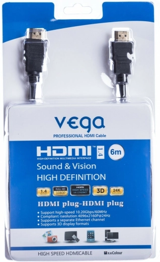 Câble HDMI 6 m 10,2 Gb/s noir VEGA