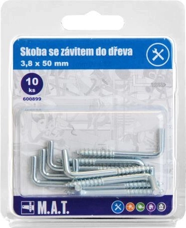 Piton à vis pour bois 50 × 3,8 mm, zingué, 10 pcs